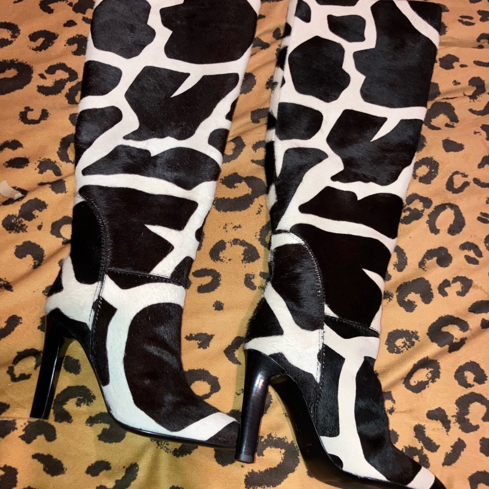 Giuseppe Zanotti Black and White Heeled Boots